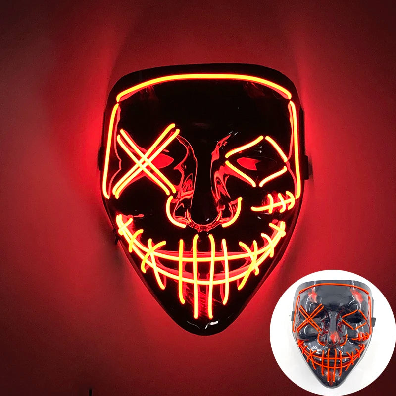 Wireless Glowing Mask LED Luminous Purge Mask Halloween Carnival Light Up Party Mask