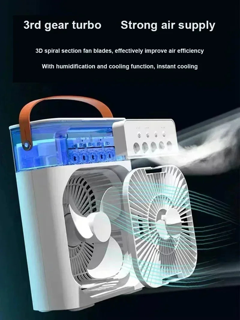 New 3 In 1 AIr Conditioner Household Mini Air Cooler LED Night Light Portable humidifier