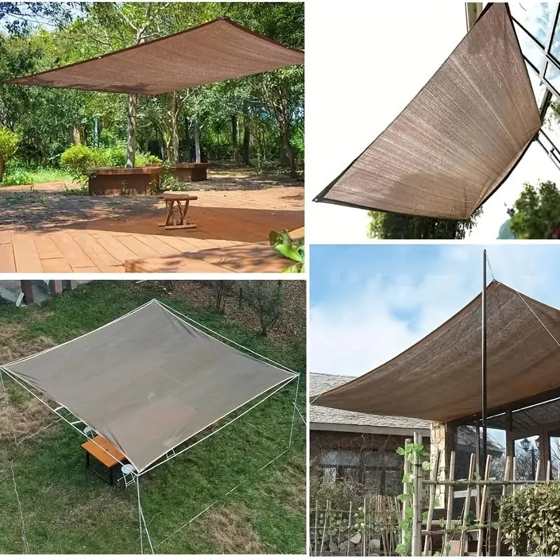 Durable Brown UV Protection Canopy - Outdoor Sun Shade Net - Travel, Picnics, and Pools