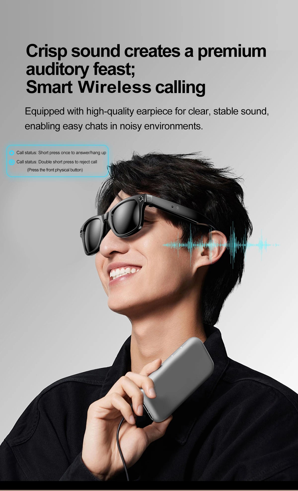 AI Camera Smart Glasses IP65 Waterproof Bluetooth for Call and Music Use ChatGPT