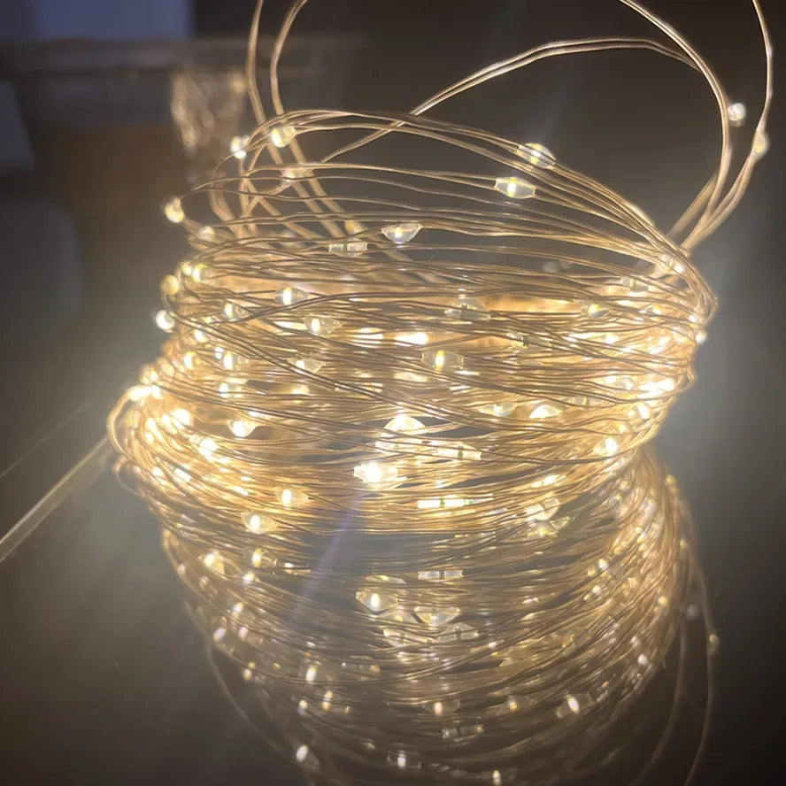 5/10/20M USB LED String Copper Silver Wire Garland Light Waterproof Fairy Decoration