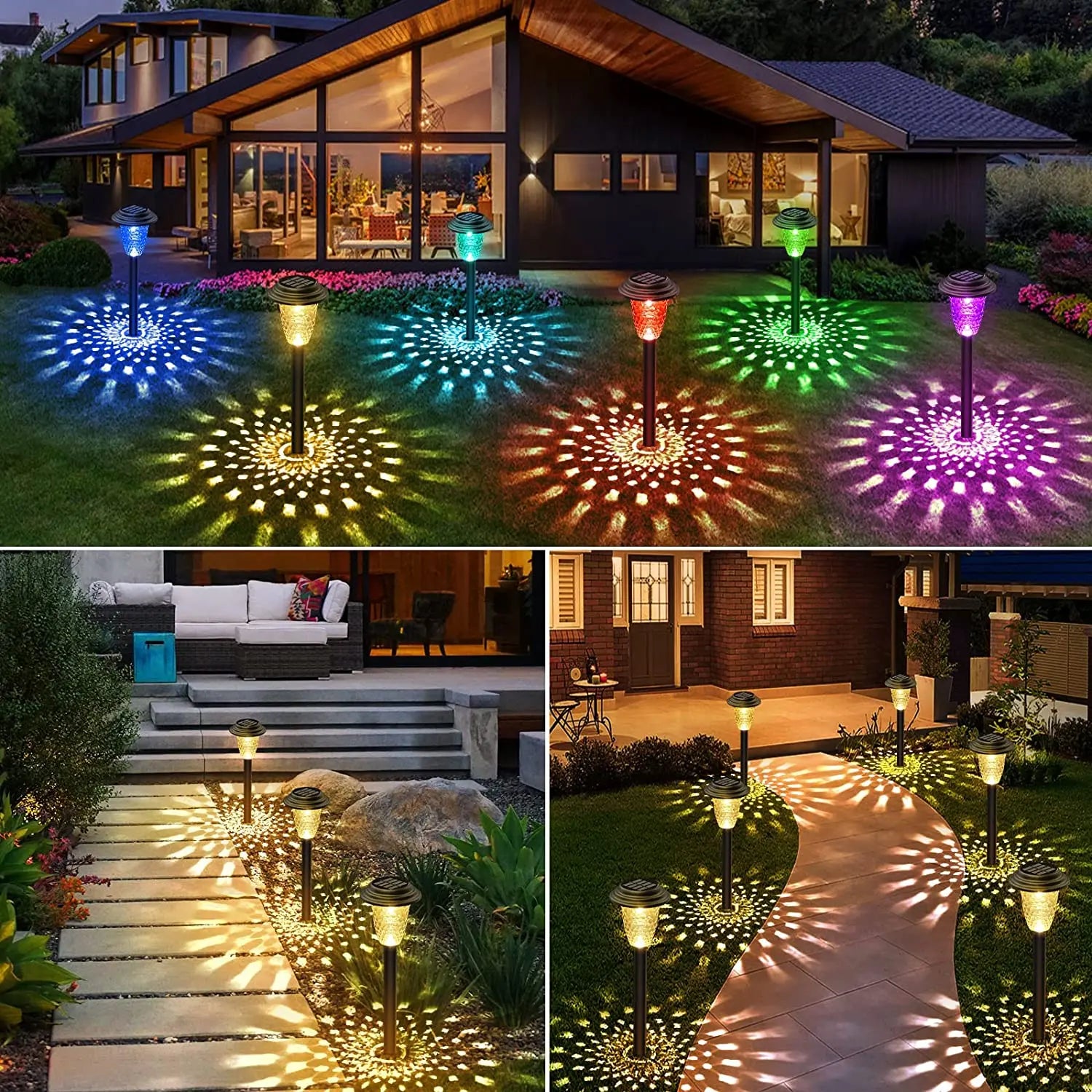 Solar RGB Color Changing Pathway Lights