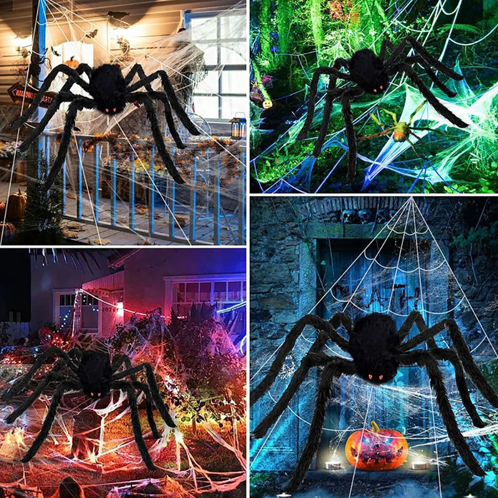 Halloween Triangle Spider Web,5m Large Plush Simulation Spider Web Outdoor Decoration