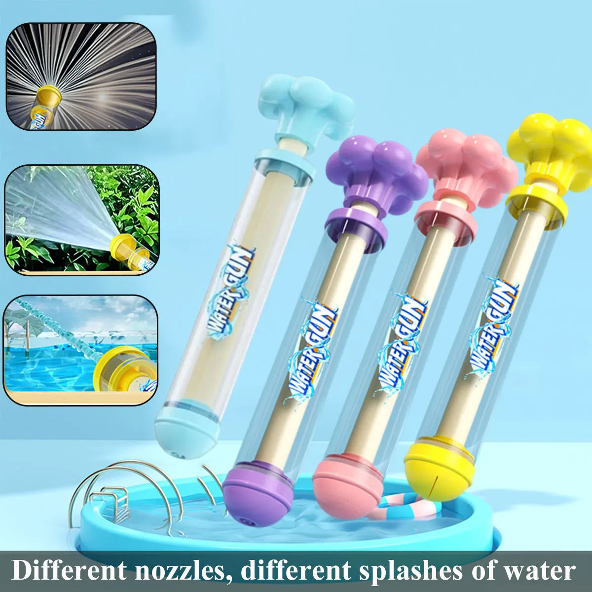 Water Guns for Kids Squirt 3 Types of Nozzles Water Blaster Pistol