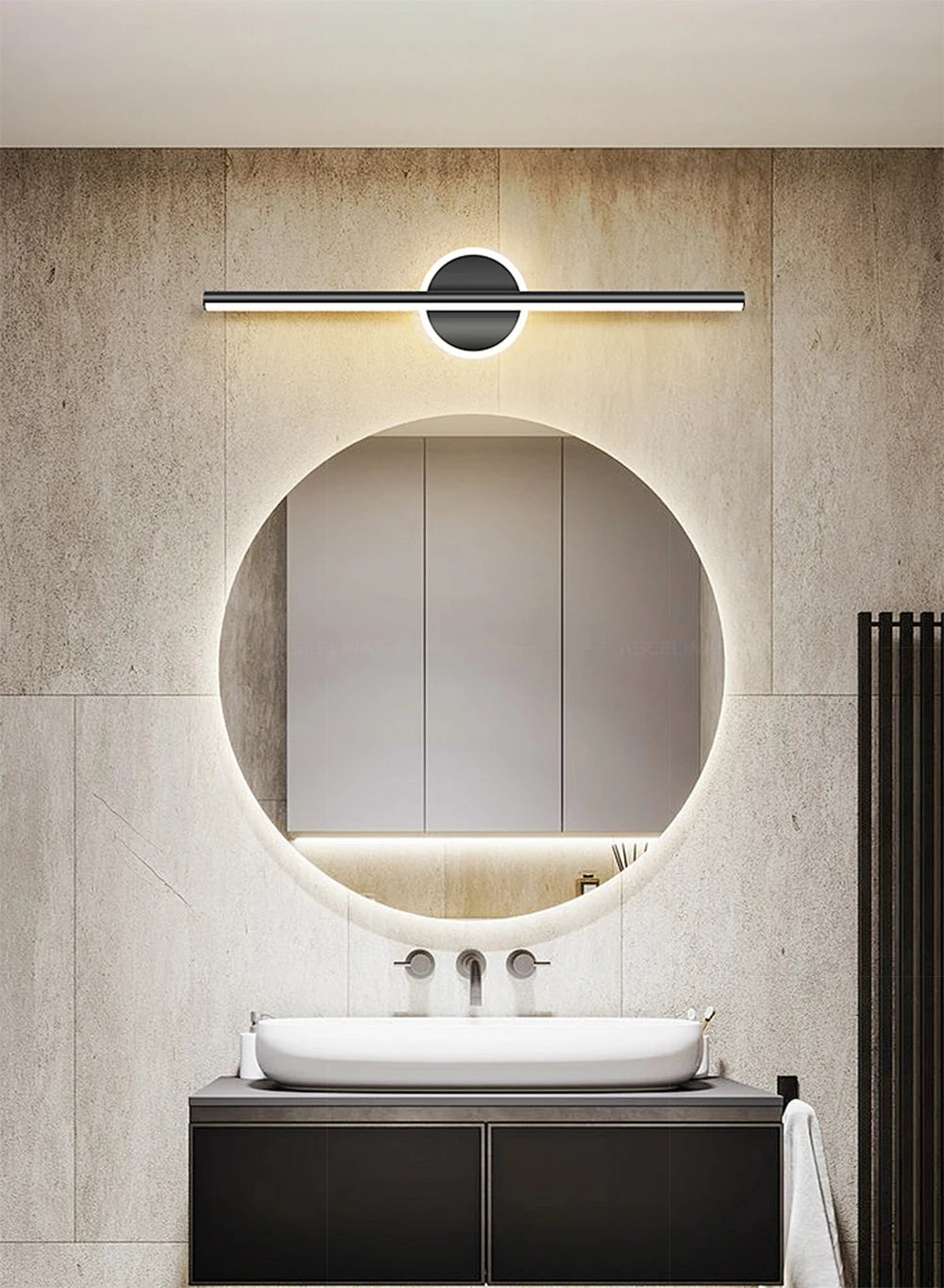 Modern LED Wall Lamp 40/60cm Mirror Black Gold Long Strip Fixture Led Lighting Lamps
