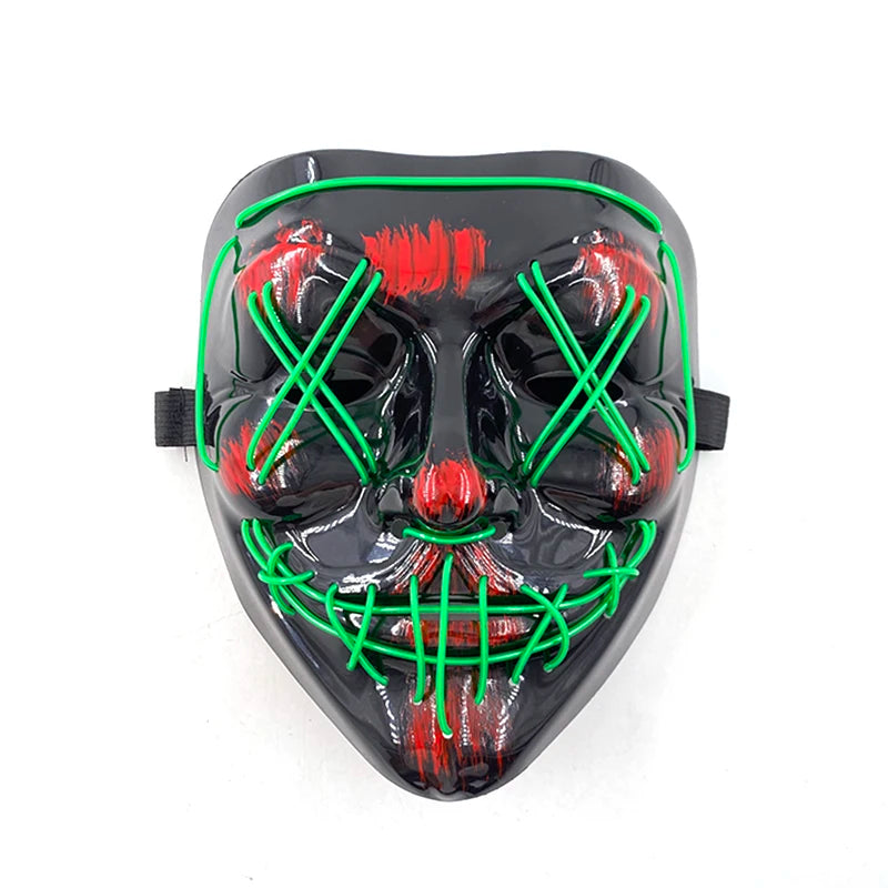 Wireless Glowing Mask LED Luminous Purge Mask Halloween Carnival Light Up Party Mask