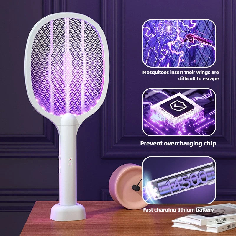 Electric Mosquito Swatter & Repellent Lamp -USB Rechargeable+Base