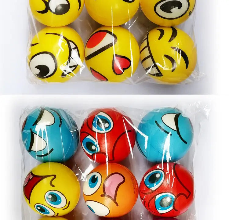 6PCS 6.3cm facial expression foam PU extrusion sports decompression children's toy
