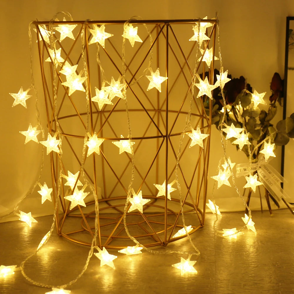 LED String Outdoor Star Chain Lights Bulb Fairy Lights for Home Garden Christmas Decor