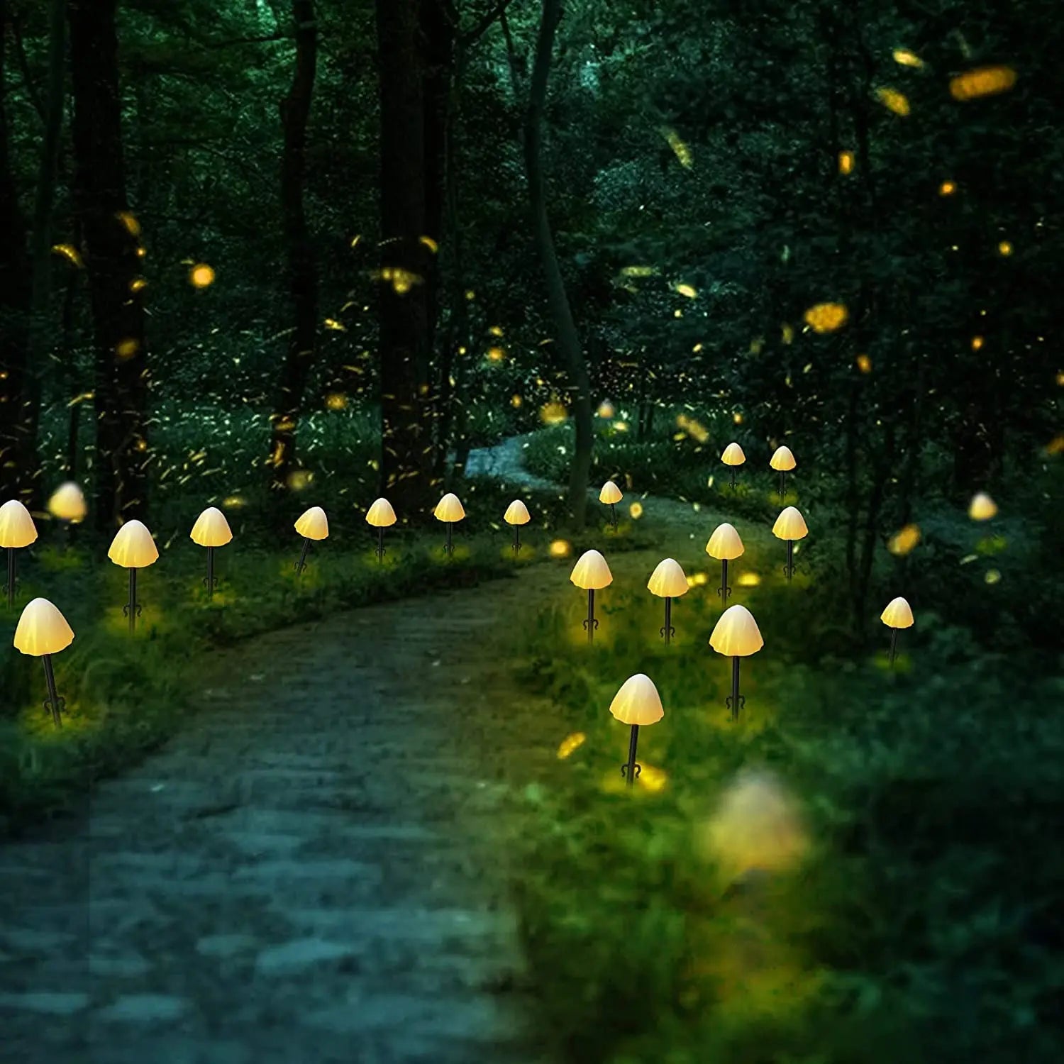 Brighten Up Garden with 10 LED Solar Mushroom Lights!