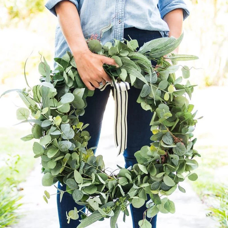 Eucalyptus Wreath Flowers Gifts DIY Rattan Creative Artificial Garland