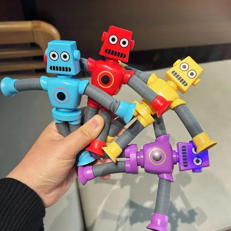 4/16PCS Pop Tubes Suction Cup Robot Toys Stress Relief Telescopic Sensory Toys for Kids