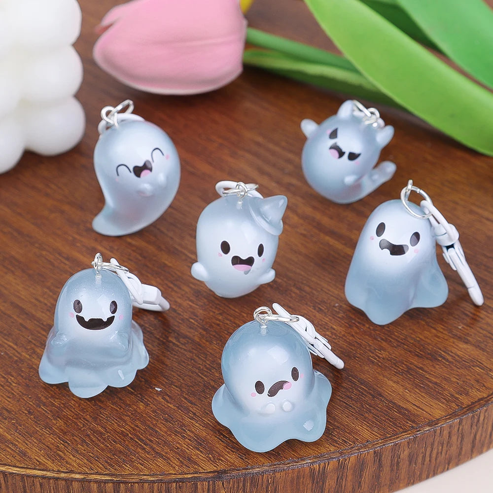 Halloween Keychain Glow-in-the-Dark Cartoon Jelly Doll Pendant Headphone Case Decor