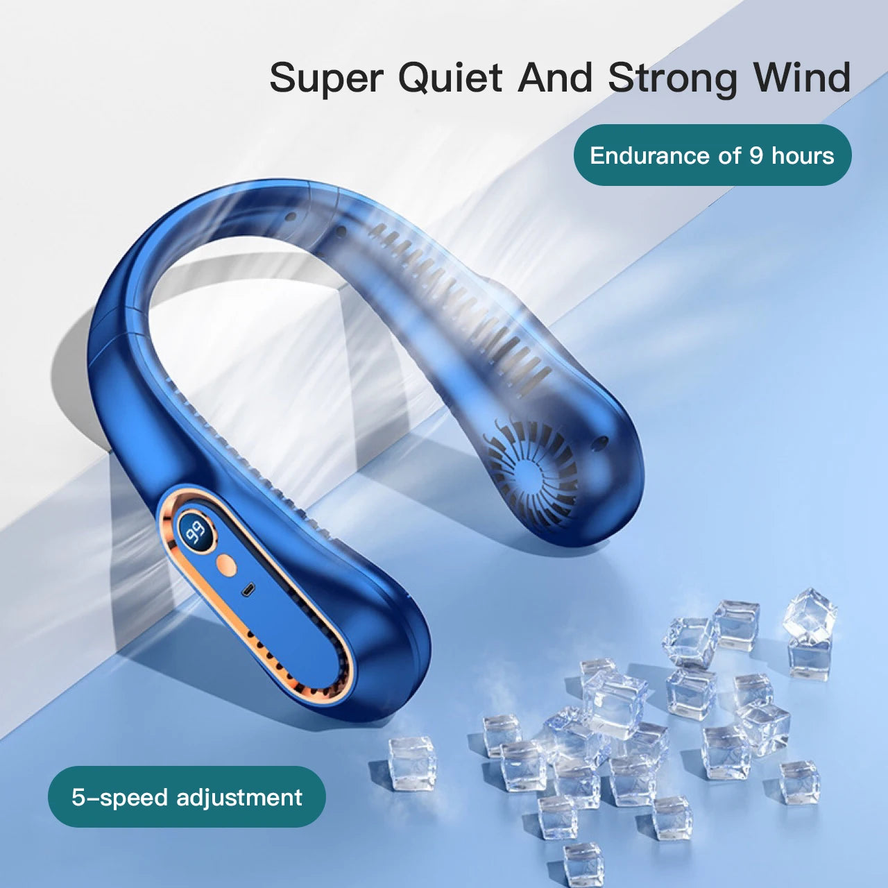 3000mAh Hanging Neck Fan Portable Bladeless Mini USB Rechargeable Electric Fan