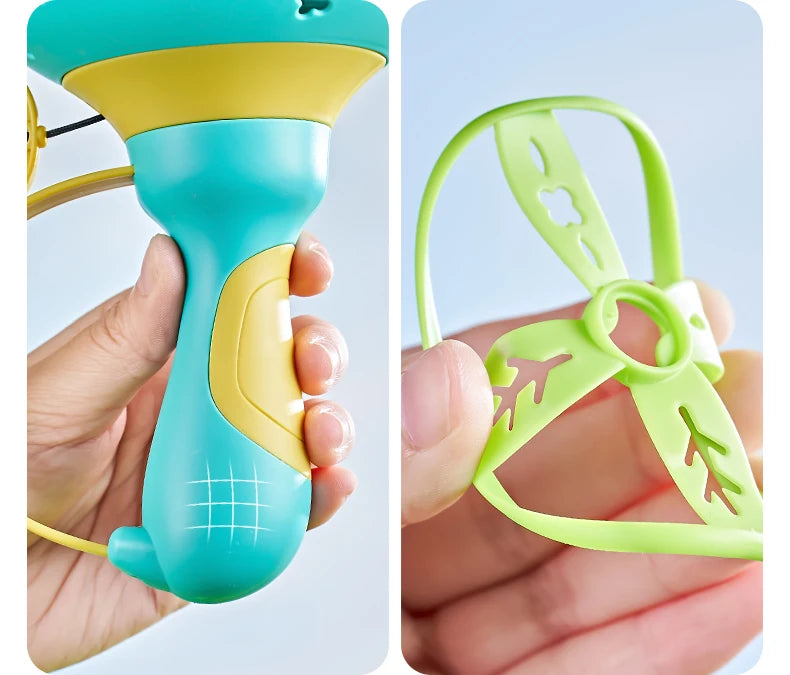 Pull String Flying Saucer Disc Launcher Kids Flying Toys