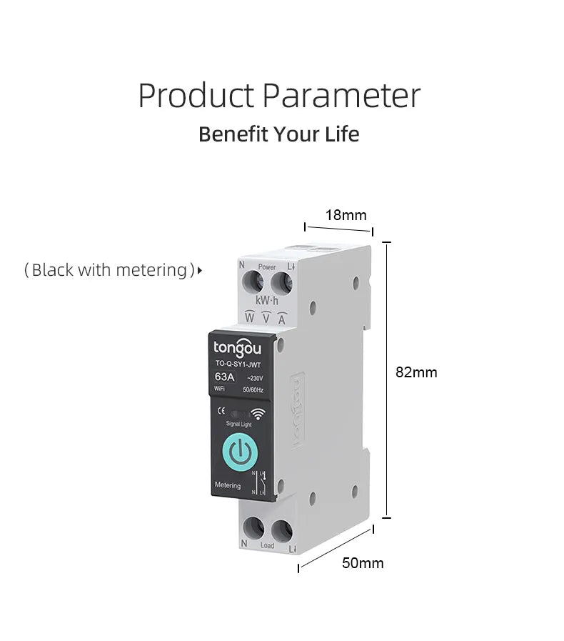 Wifi Smart Circuit Breaker Switch With Metering remote control