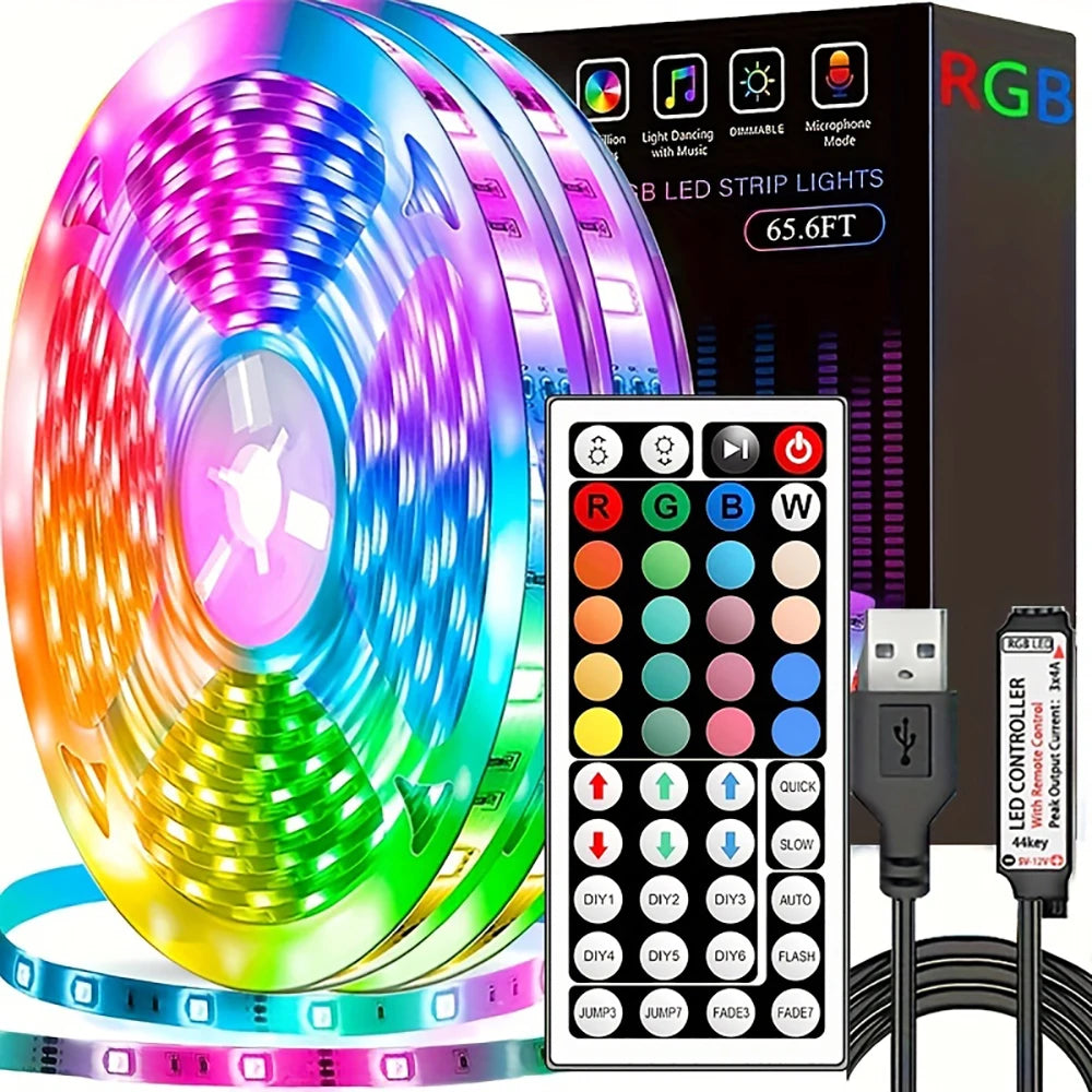 Led Strip Lights with 44 Key Remote Control RGB Tape Led Wall Room for Home