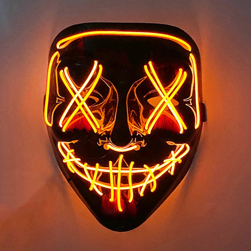 Wireless Glowing Mask LED Luminous Purge Mask Halloween Carnival Light Up Party Mask