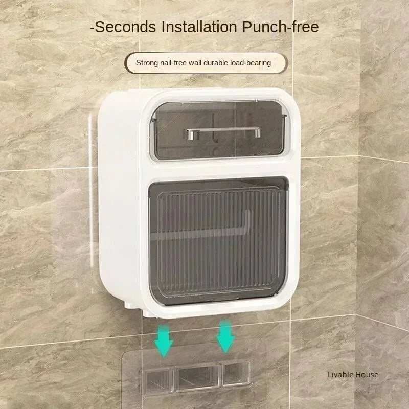Wall-Mounted Bathroom Tissue Box with Drawer