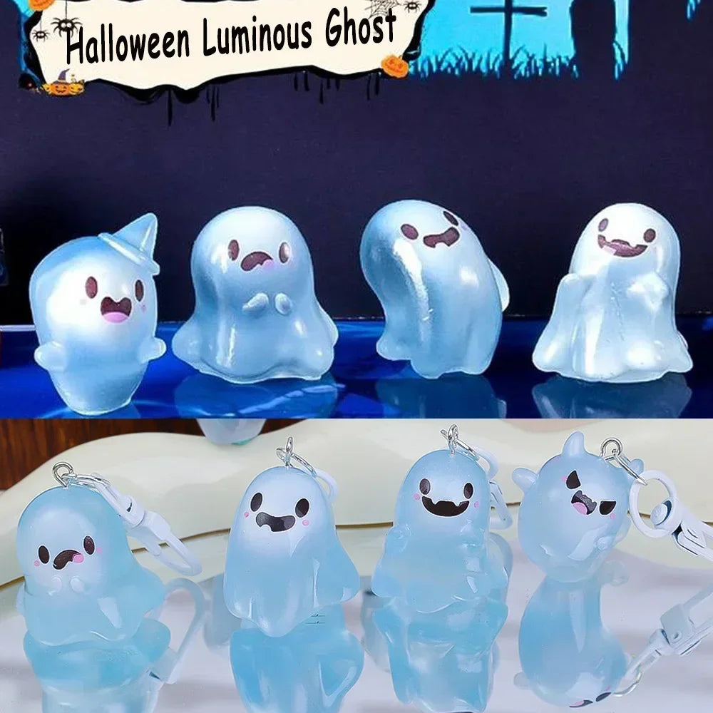 Halloween Keychain Glow-in-the-Dark Cartoon Jelly Doll Pendant Headphone Case Decor