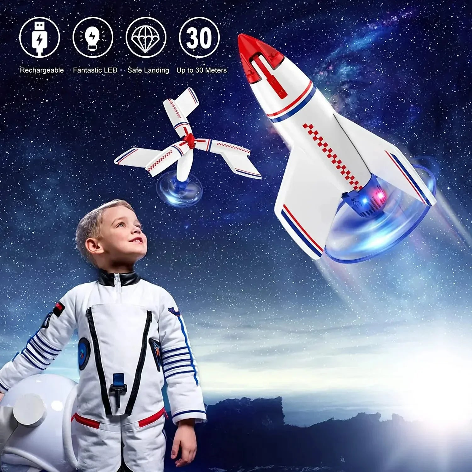 Electric Rocket Launcher New Space Exploration With Parachute Kid Outdoor Toys