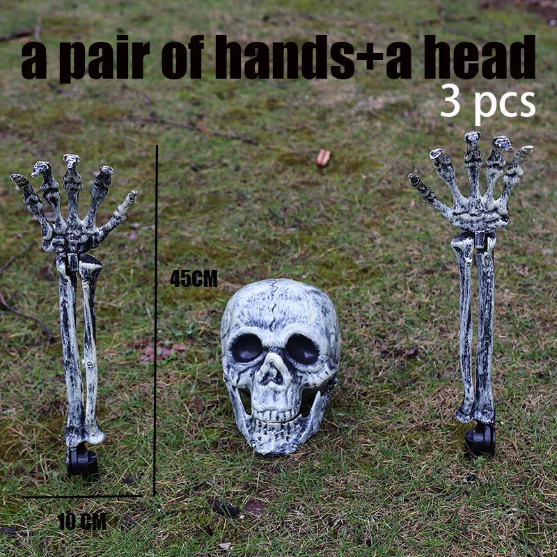 Halloween Home Decor Skeleton Head Outdoor Scary Props Realistic Skull Prank