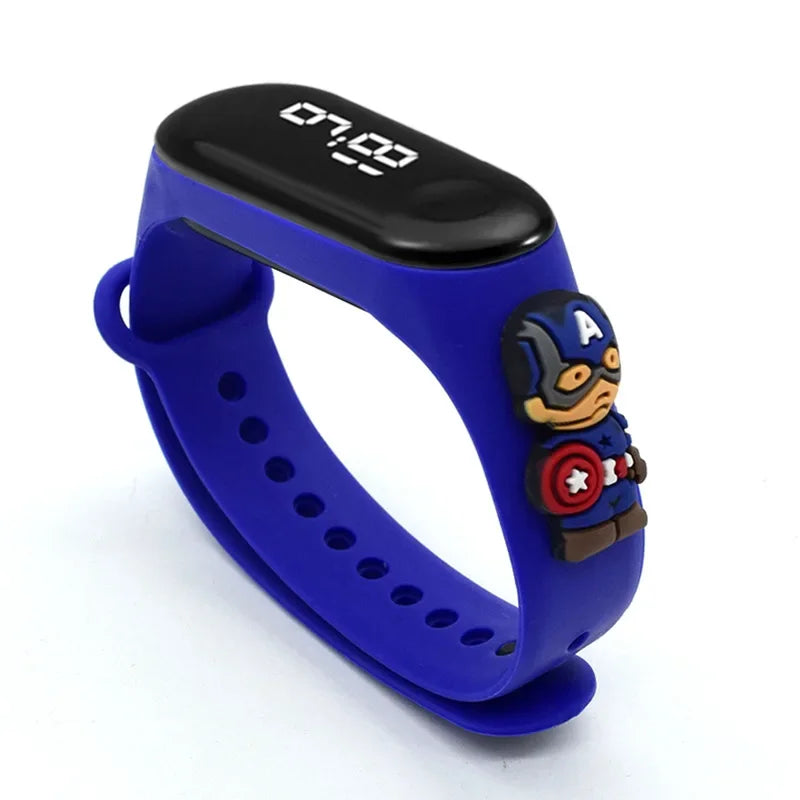 Disney Stitch Spider Man Cartoon Waterproof Watches For Kids LED Electronic Sport Watch