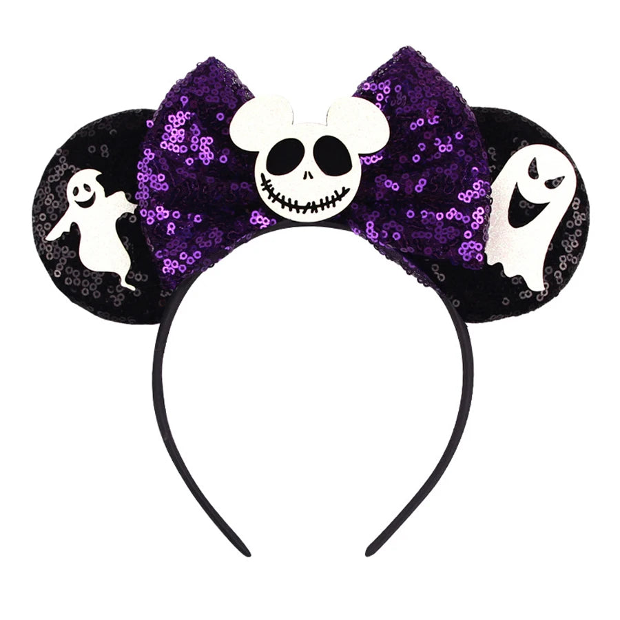 Newest Minnie Ears Headband Halloween Festival Party Sequins Bow Hair Accessories