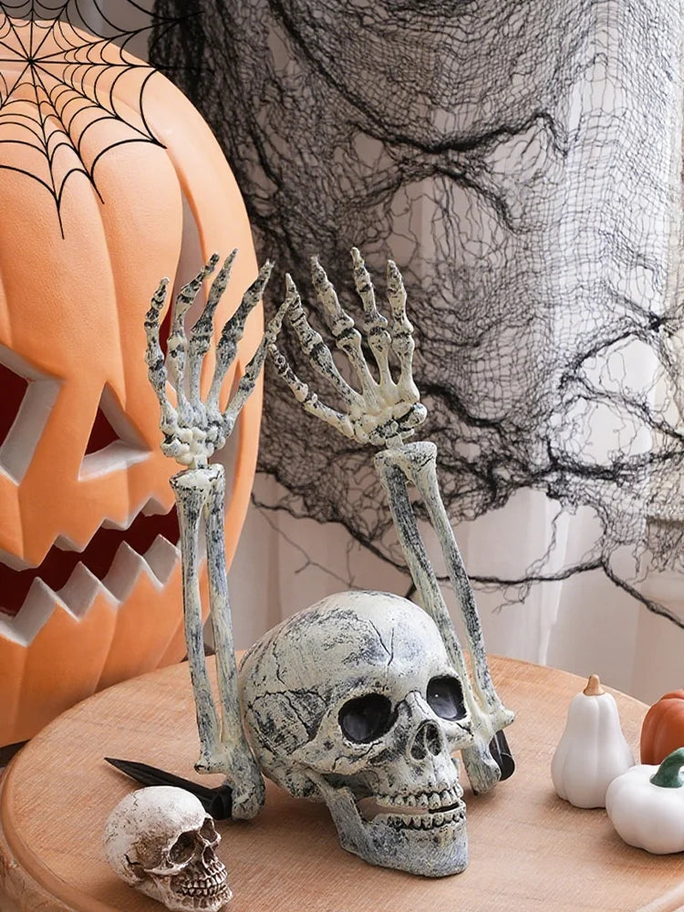 Halloween Home Decor Skeleton Head Outdoor Scary Props Realistic Skull Prank