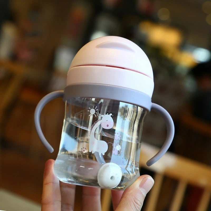 250ml Baby Feeding Cup with Straw Children Learn Feeding Bottle Kids Training Cup