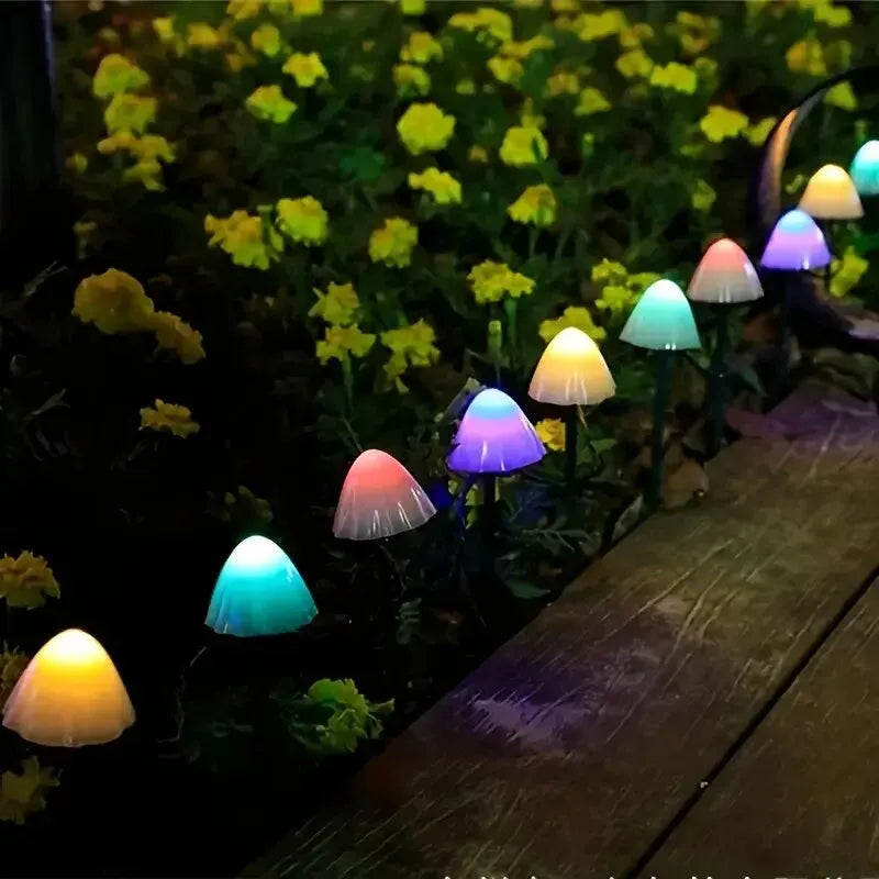 Brighten Up Garden with 10 LED Solar Mushroom Lights!