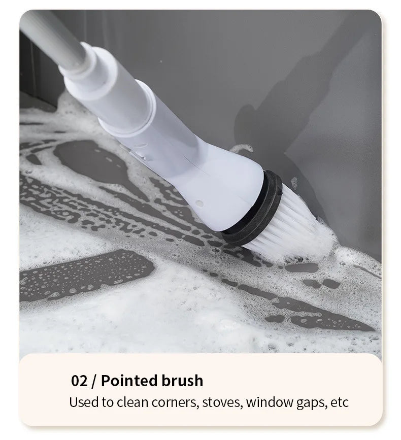 6 in 1 Powerful Electric Cleaning Brush Wireless Spin Scrubber Brush
