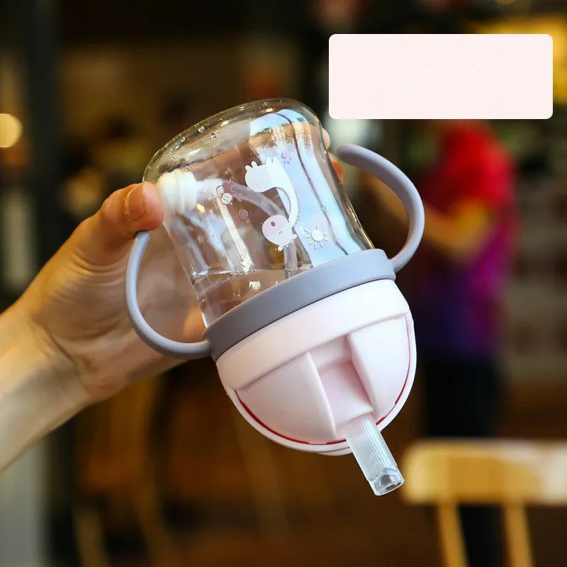 250ml Baby Feeding Cup with Straw Children Learn Feeding Bottle Kids Training Cup