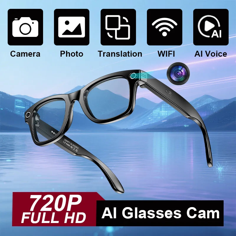 AI Camera Smart Glasses IP65 Waterproof Bluetooth for Call and Music Use ChatGPT