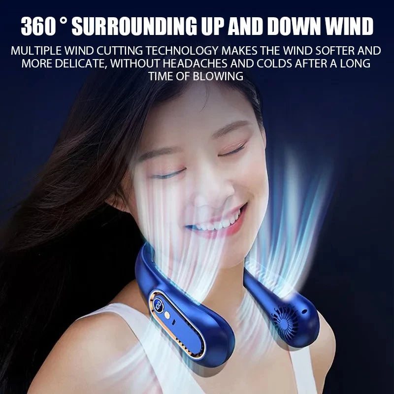 3000mAh Hanging Neck Fan Portable Bladeless Mini USB Rechargeable Electric Fan