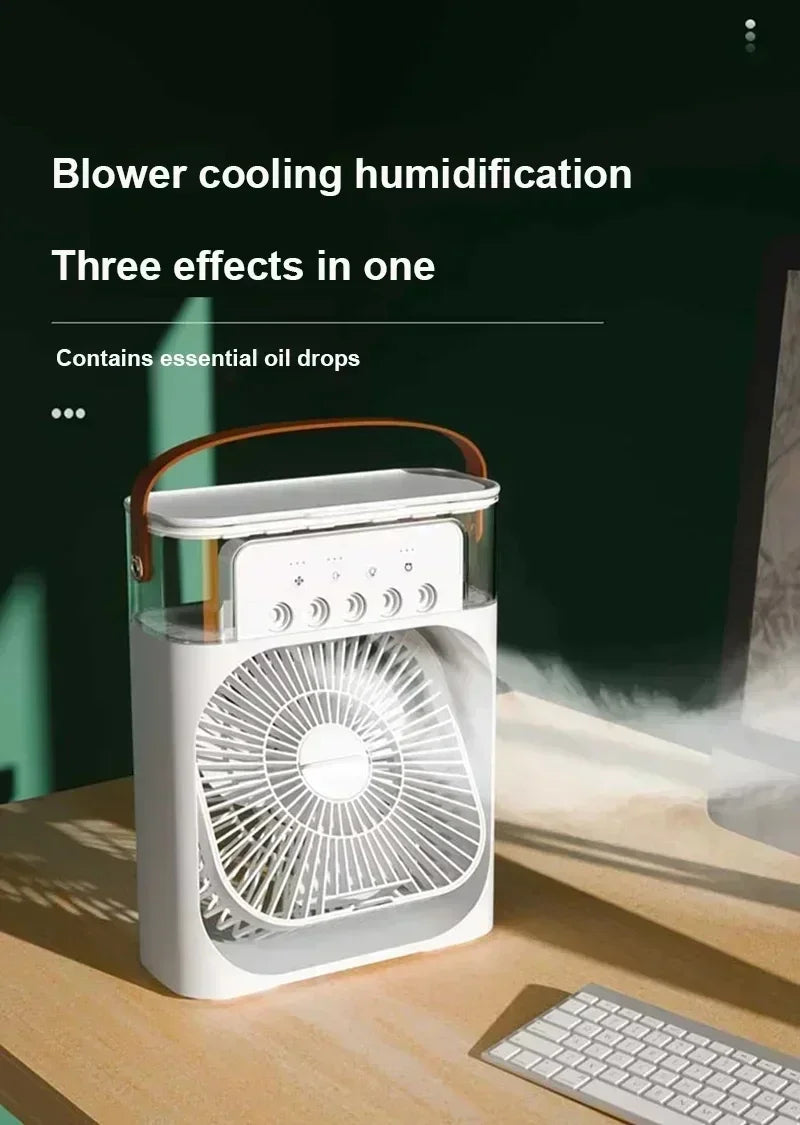 New 3 In 1 AIr Conditioner Household Mini Air Cooler LED Night Light Portable humidifier