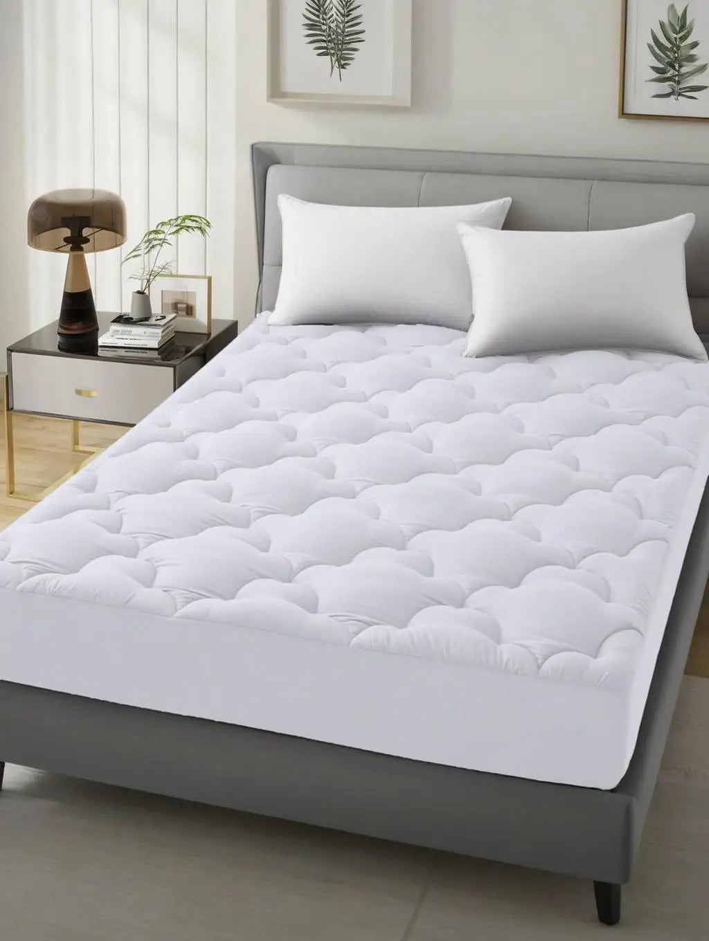 Mattress Pad Pillow Top Quilted Fitted Mattress Cover Mattress Protector Stretches Up 8-21