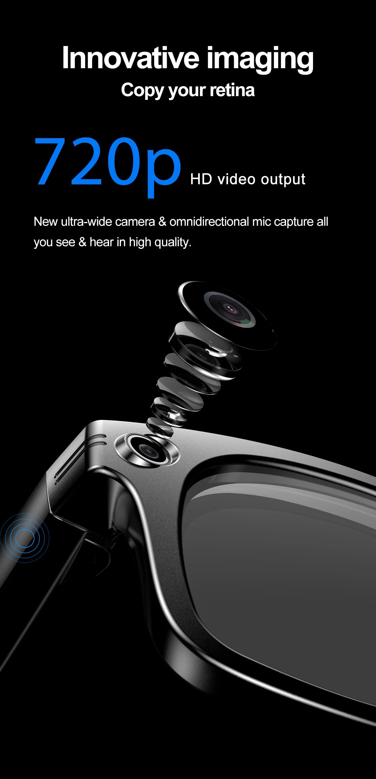 AI Camera Smart Glasses IP65 Waterproof Bluetooth for Call and Music Use ChatGPT