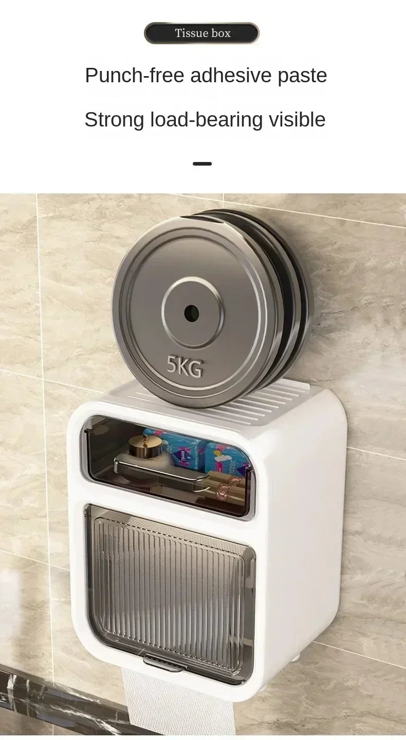 Wall-Mounted Bathroom Tissue Box with Drawer
