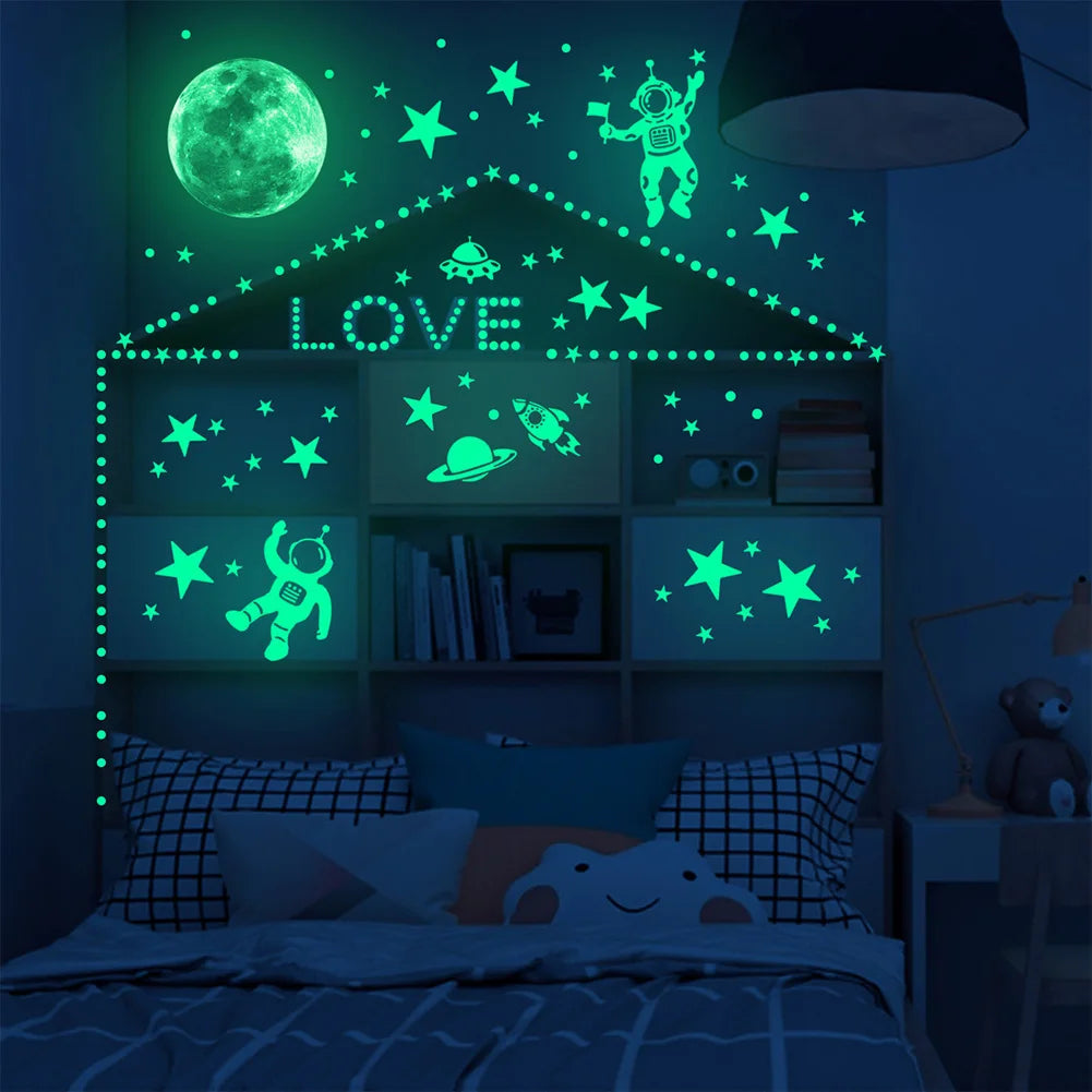 Luminous Astronaut Bedroom Decoration Glow In The Dark Self-adhesive Decals