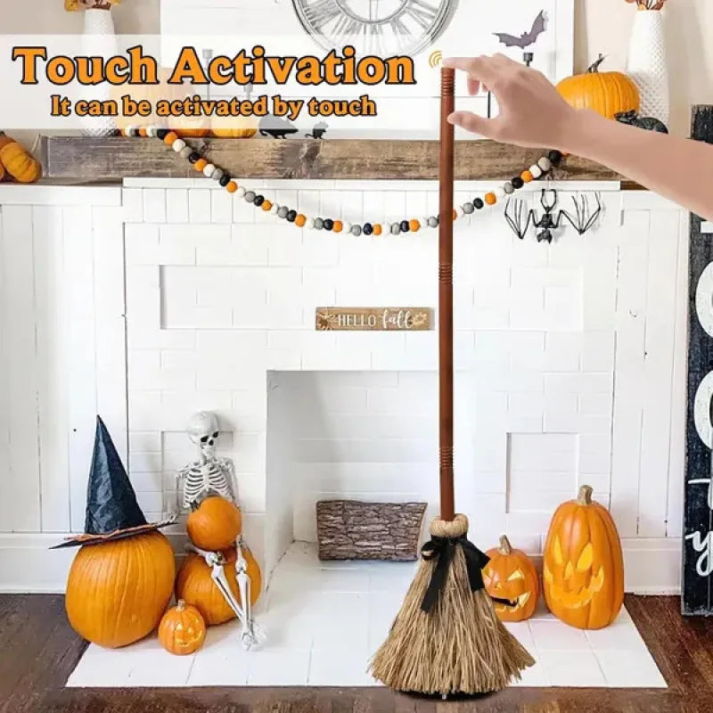 Halloween Floating Witch's Broom–haunted Festive Decorations With Ghost Sounds