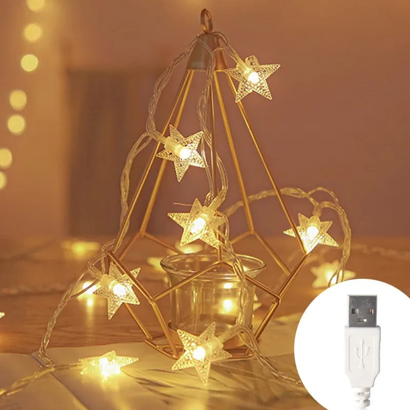LED String Outdoor Star Chain Lights Bulb Fairy Lights for Home Garden Christmas Decor