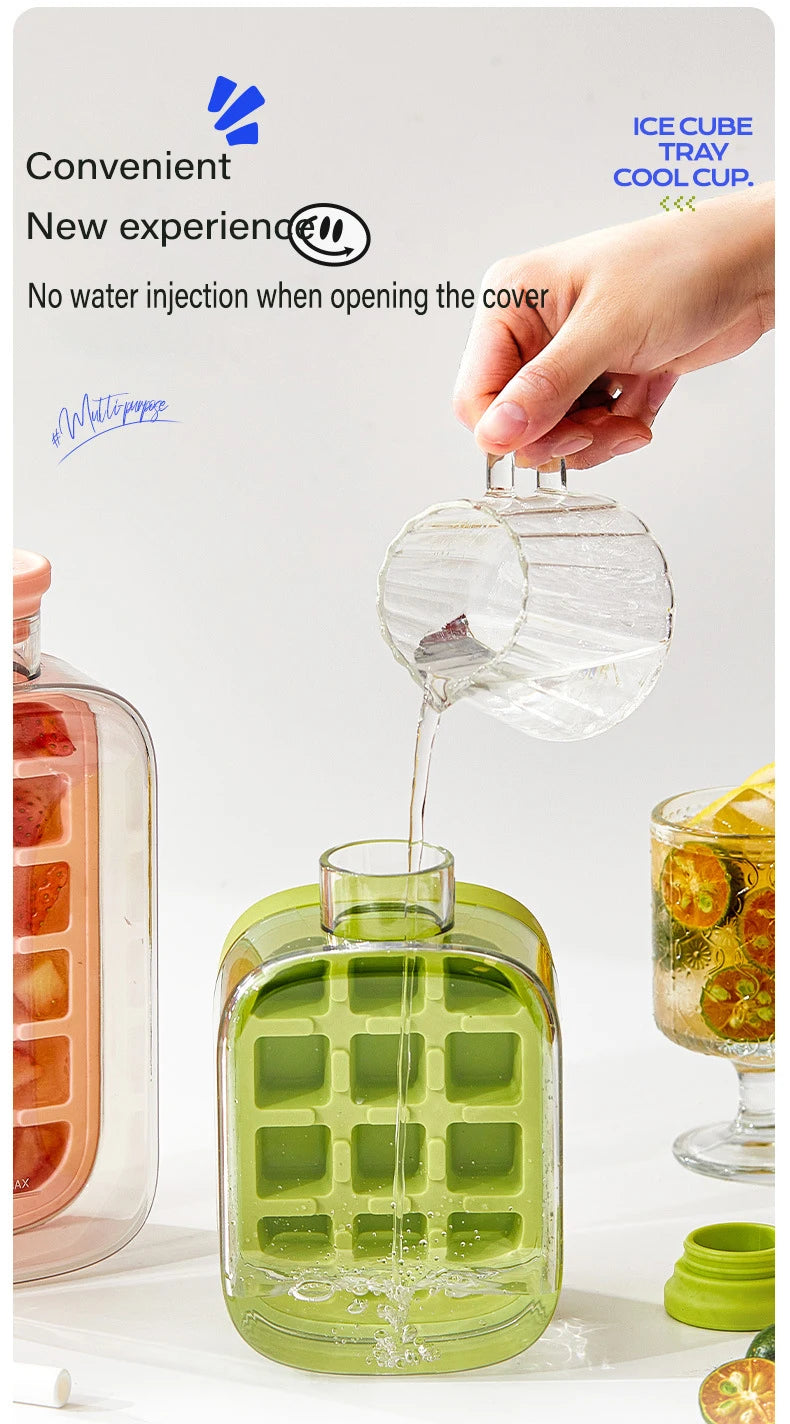 2-in-1 Silicone Ice Cube With Straw Food-grade Ice Maker Kettle Pressing Mold Ice Drink Bottle