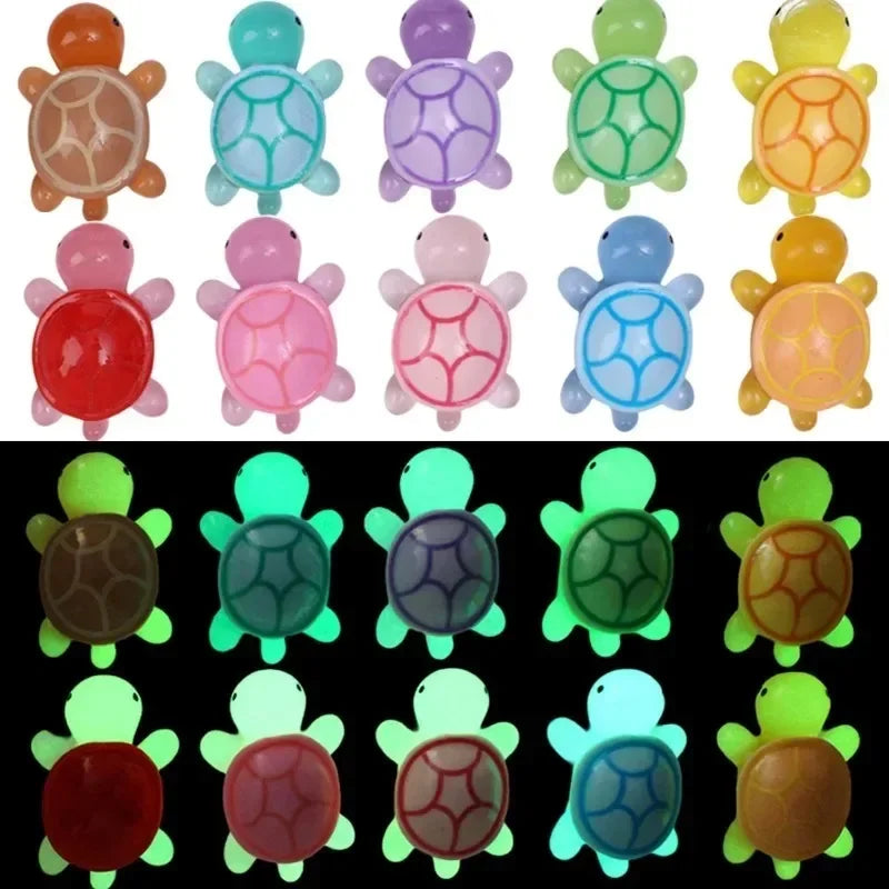 50/2pcs Cute Mini Luminous Turtle Ornaments Glowing in The Dark Miniatures