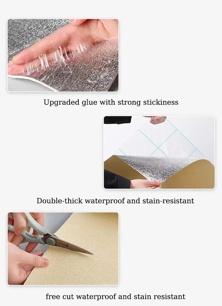 50cmX10m Linen 3D Foam Self-adhesive PVC Solid Color Waterproof Background Wall