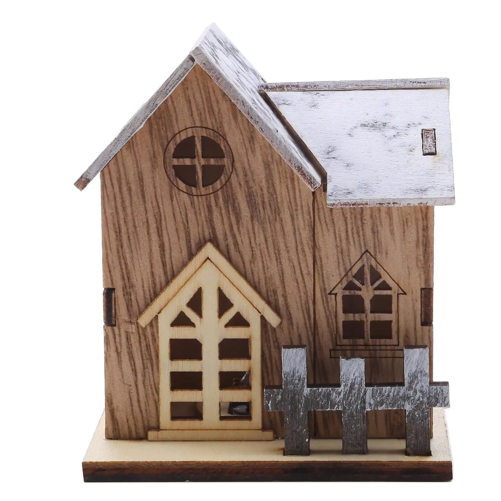 Christmas LED Light Wooden House Luminous Cabin Decorations