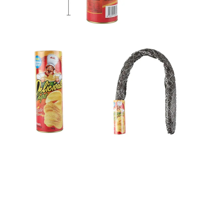 The Potato Chip Snake Can Jump Stage Magic Tricks Spring Snake Toy Jokes in A Can Gift