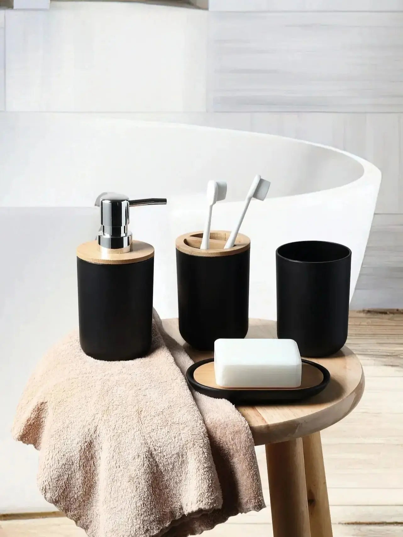 4-Piece Black Bathroom Accessories Set