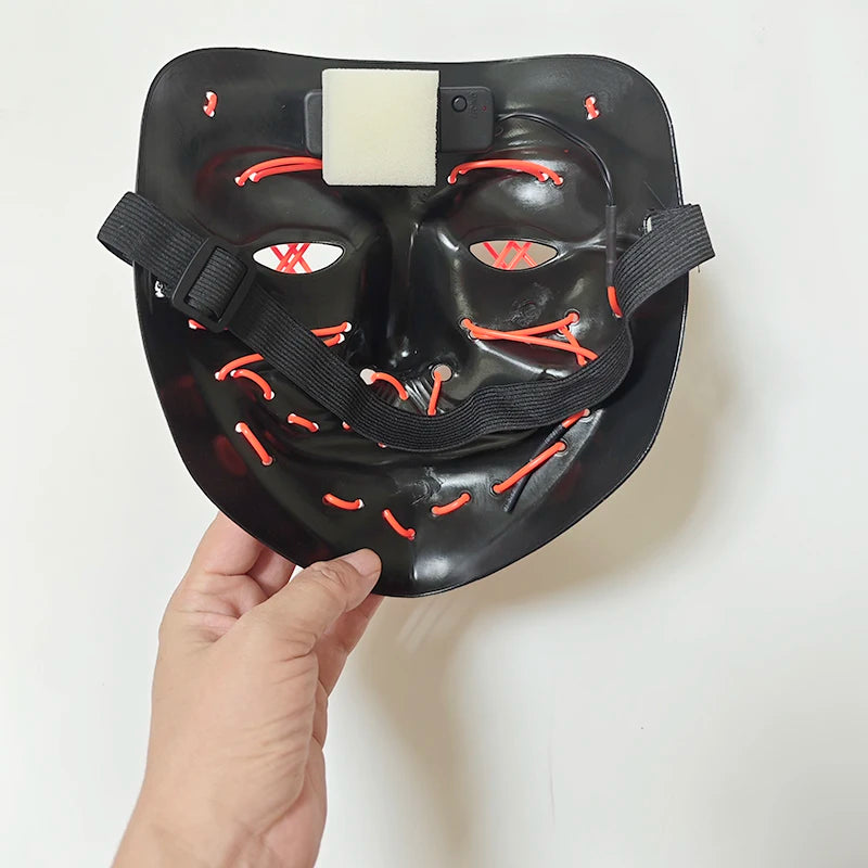 Wireless Glowing Mask LED Luminous Purge Mask Halloween Carnival Light Up Party Mask