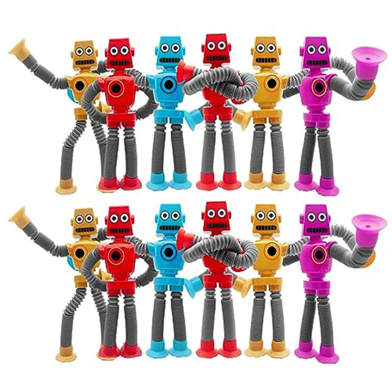 4/16PCS Pop Tubes Suction Cup Robot Toys Stress Relief Telescopic Sensory Toys for Kids